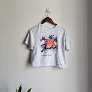 Fender Graphic Crop Top White